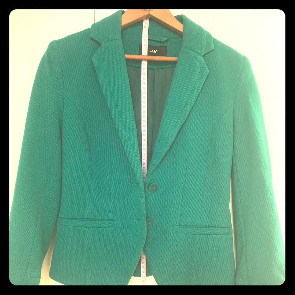 H&M Green 3/4 Sleeve Blazer